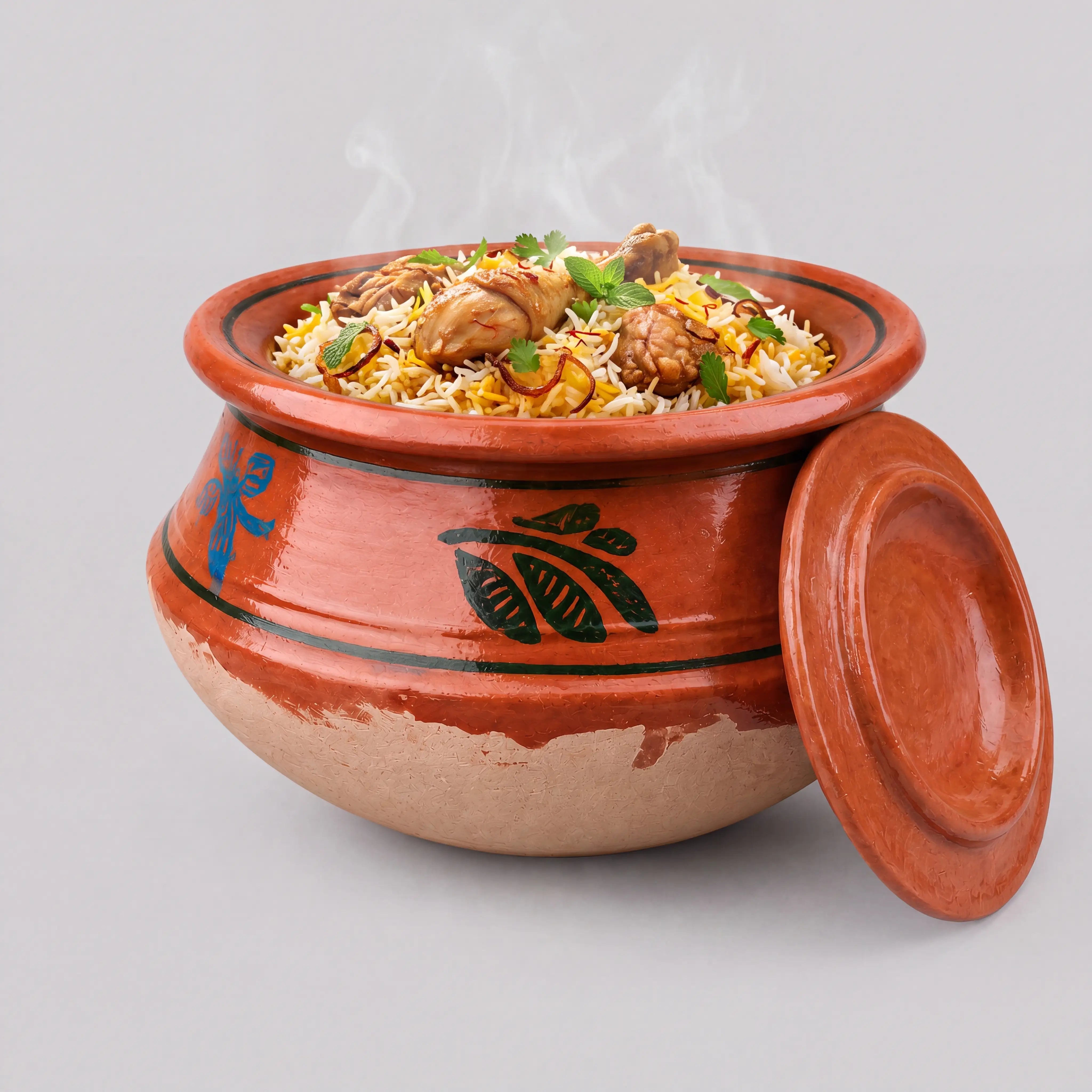 Handmade Terracotta Biryani Handi with Lid – Natural Clay Cooking Pot