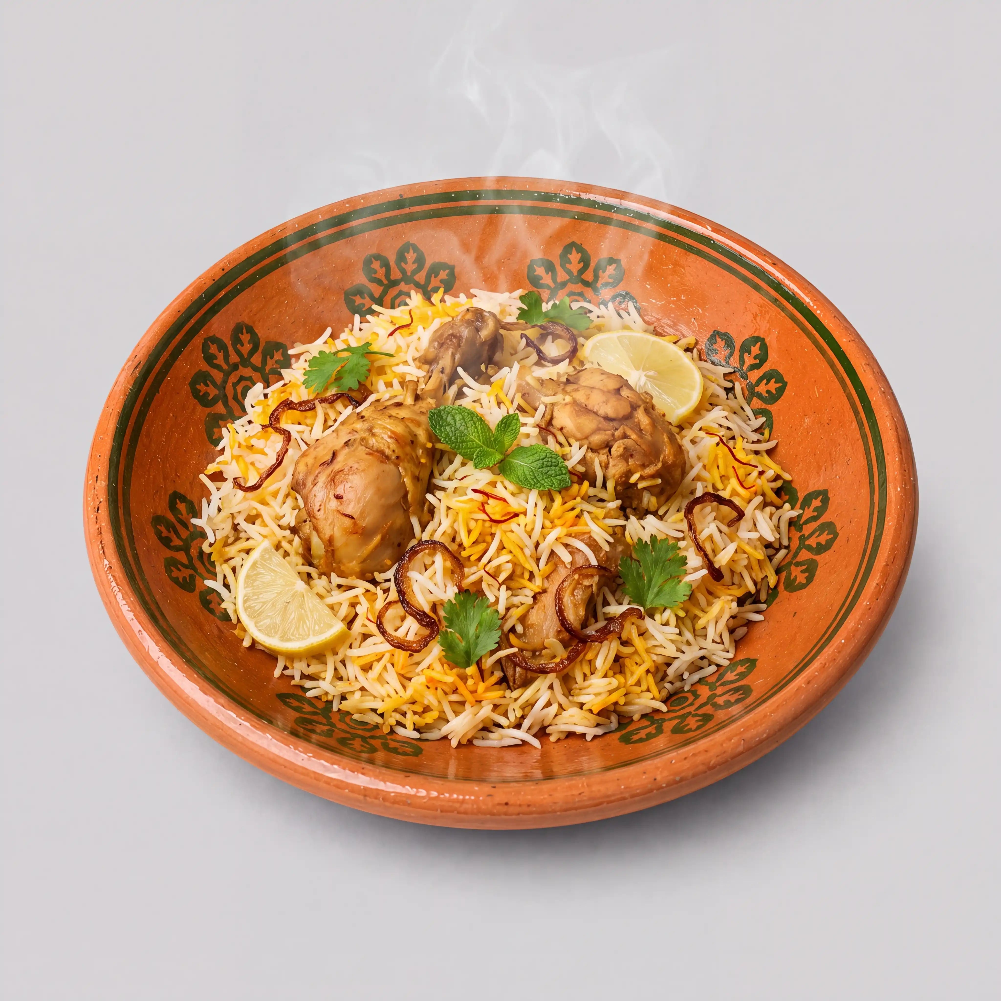 Traditional Hand-Painted Clay Serving Bowl