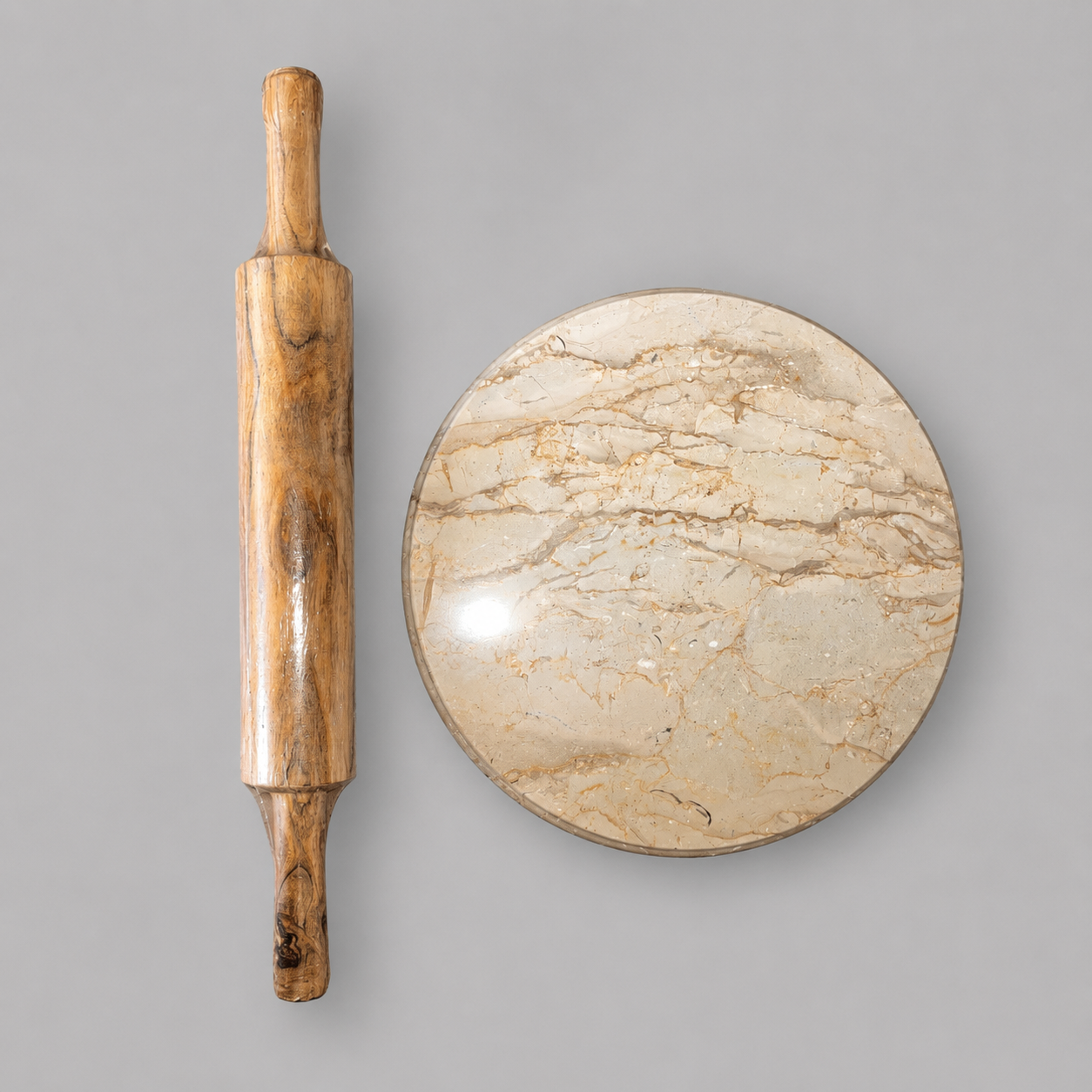 Marble Rolling Board & Wooden Rolling Pin Set