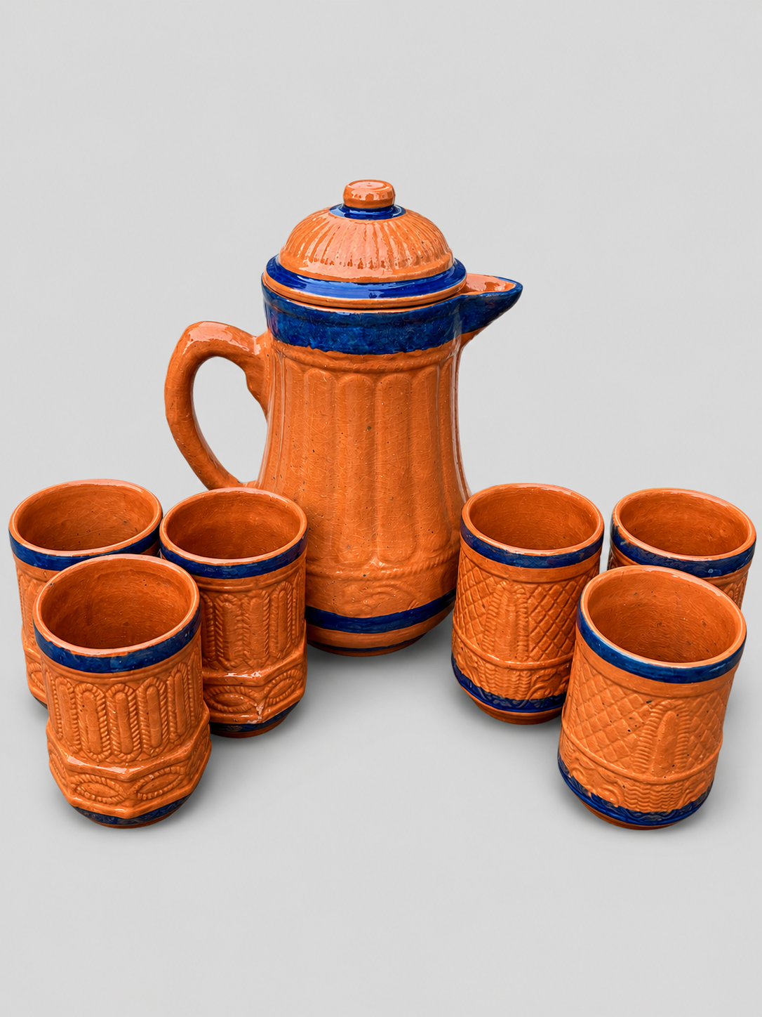 Premium Handmade Mitti Water Jug Set – 1 Jug + 6 Glasses