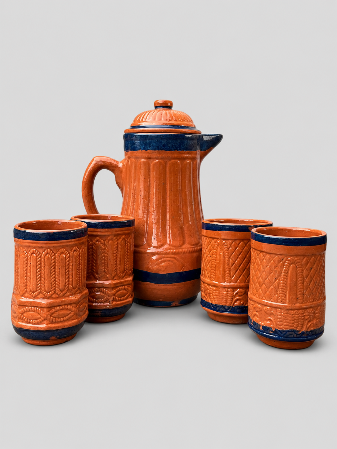Premium Handmade Mitti Water Jug Set – 1 Jug + 6 Glasses